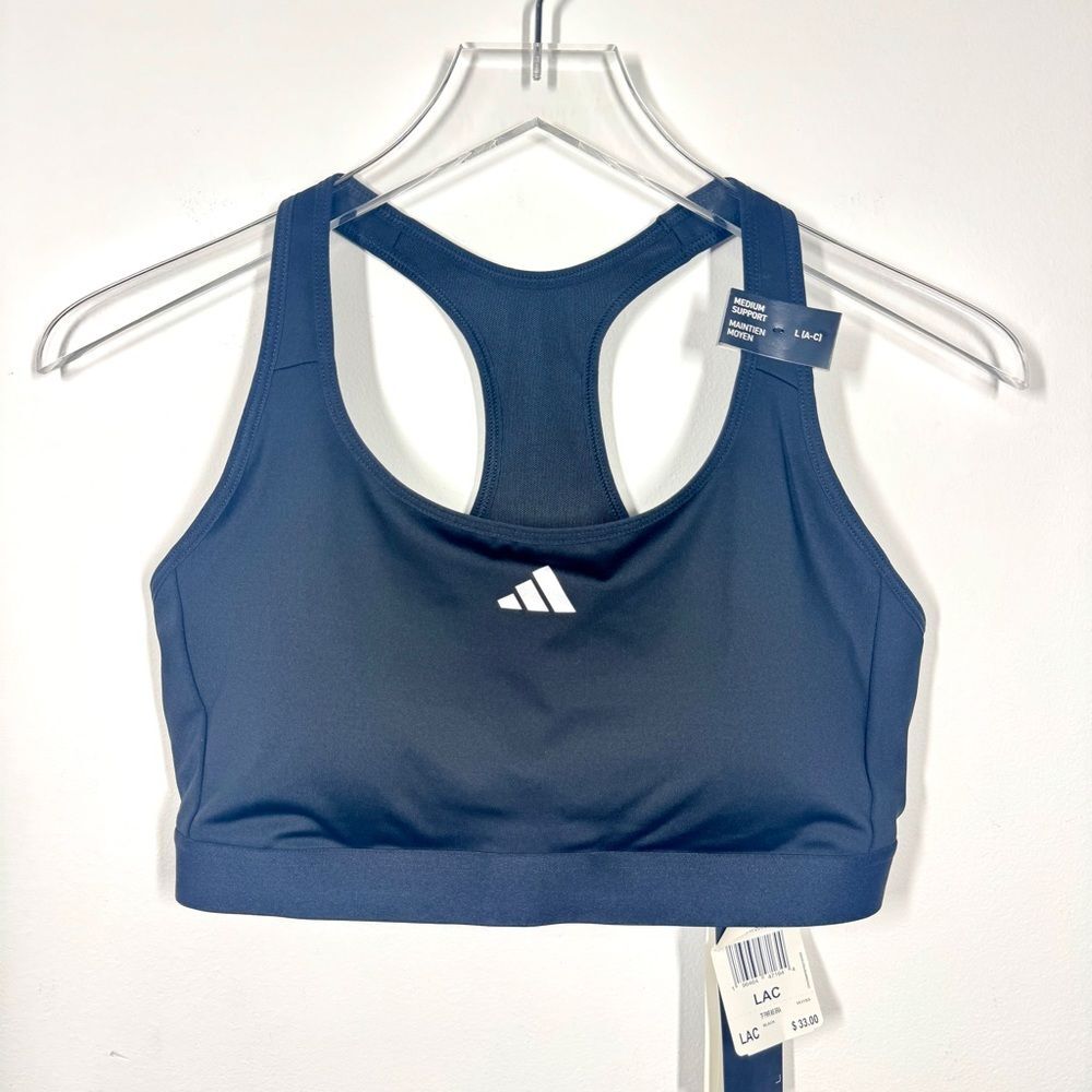 Adidas Women's Size Large NWT Black Powerreact Techfit Medium Support Sports Bra